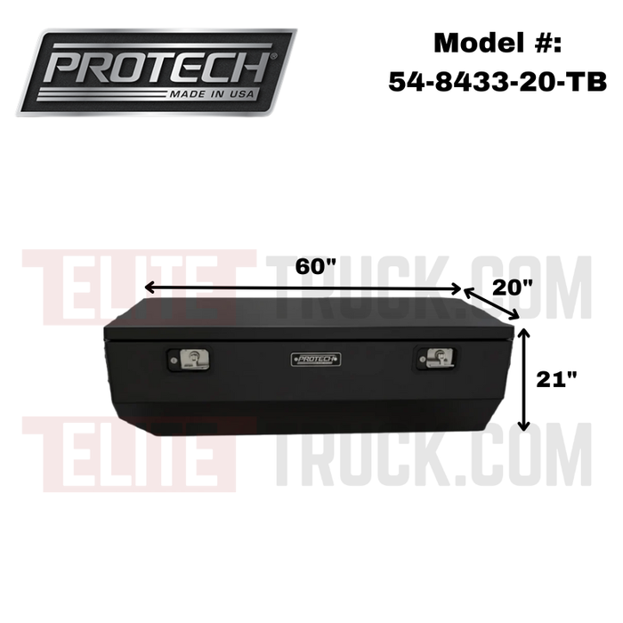 Protech Chest Tool Box - 22X20X60, W/5" Chamfer, Smooth Lid- Textured Black Includes Tray Model 54-8433-20-TB