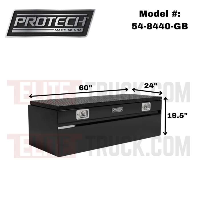 Protech Chest Tool Box - 19.5X24X60 - Diamond Plate Lid Gloss BlackIncludes Tray Model 54-8440-GB