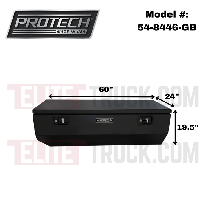 Protech Chest Tool Box - 19.5X24X60, Smooth Lid - Gloss Black Includes Tray Model 54-8446-GB