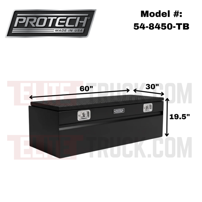 Protech Chest Tool Box - 19.5X30X60- Diamond Plate Lid Textured Black Includes Tray Model 54-8450-TB