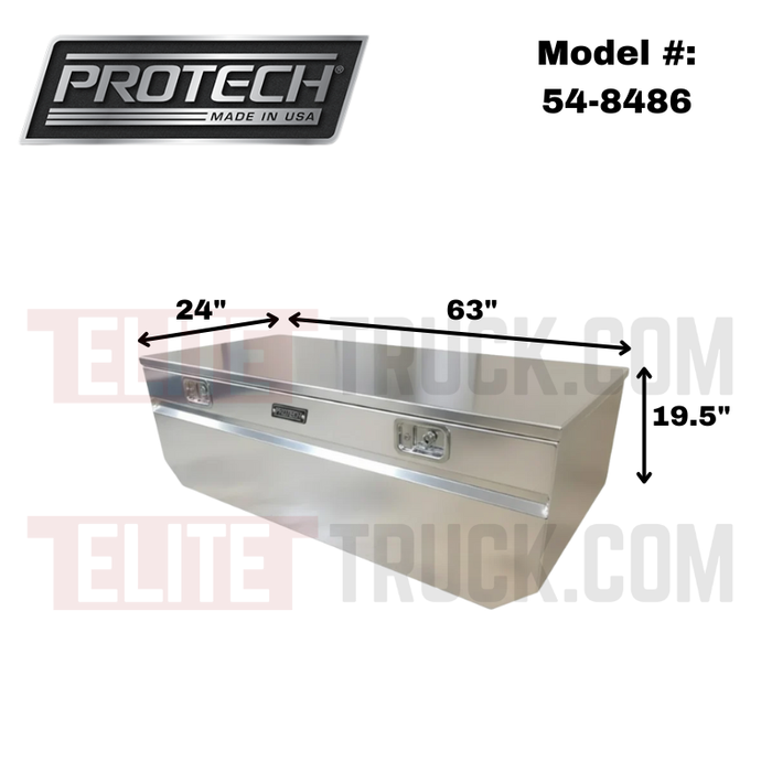Protech Chest Tool Box - 19.5X24X63, 99-16 Ford Standard Duty, V-Notched, Smooth Lid Bright Aluminum Includes Tray Model 54-8486