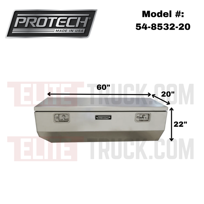 Protech Chest Tool Box - 22 7/16X20X60, Smooth Lid, 19+ Chevy Silverado Bright Aluminum Includes Tray Model 54-8532-20