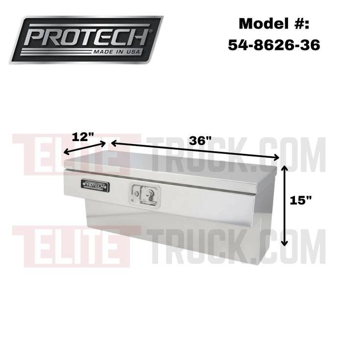 ProTech Side Mount Box - 12W X 36L Smooth Lid Bright Aluminum Model 54-8626-36