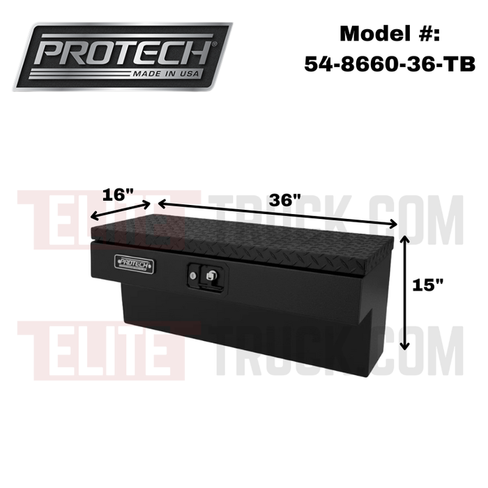 ProTech Side Mount Box - 16W X 36L, Diamond Plate Lid Matte Textured Black Model 54-8660-36-TB
