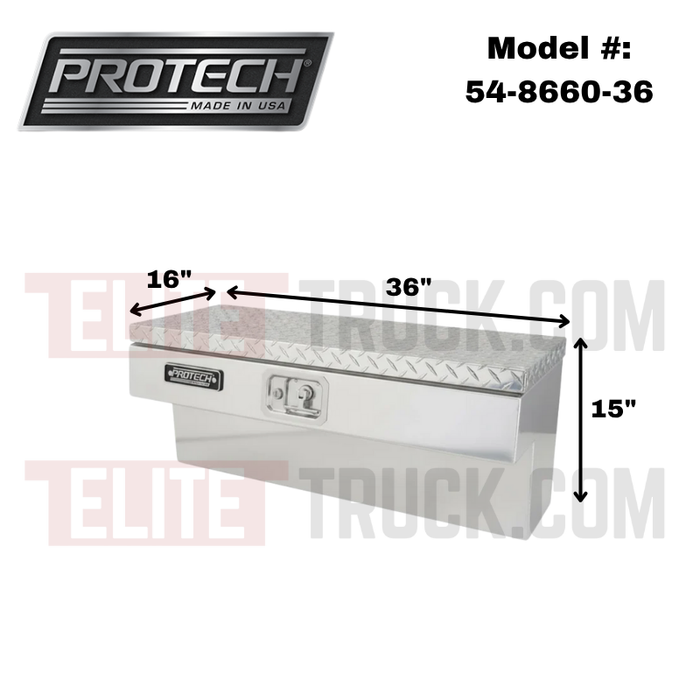 ProTech Side Mount Box - 16W X 36L Diamond Plate Lid Bright Aluminum Model 54-8660-36