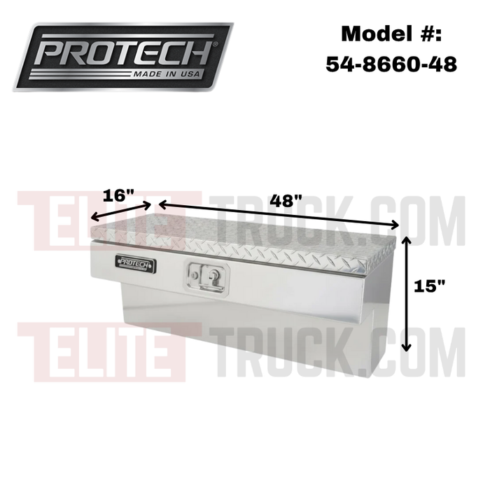 ProTech Side Mount Box - 16W X 48L Diamond Plate Lid Bright Aluminum Model 54-8660-48
