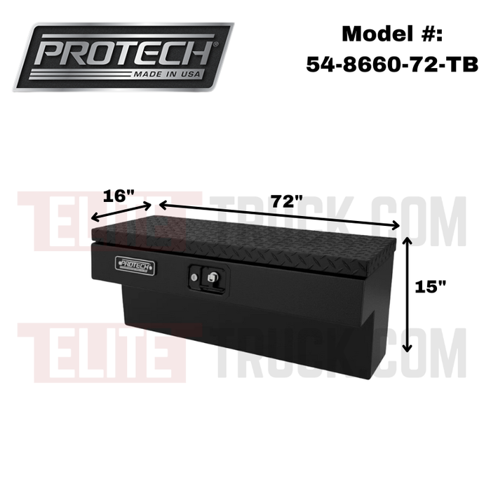 ProTech Side Mount Box - 16W X 72L, Diamond Plate Lid Matte Textured Black Model 54-8660-72-TB