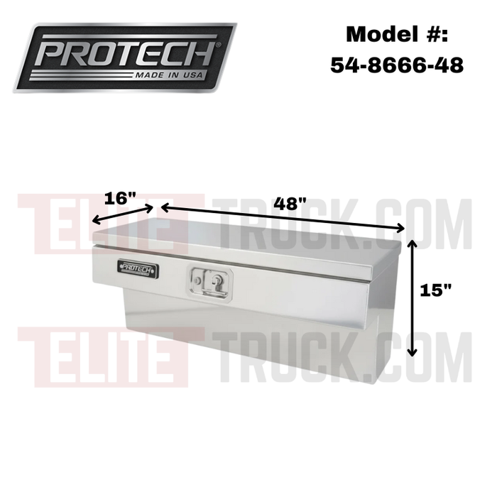 ProTech Side Mount Box - 16W X 48L Smooth Lid Bright Aluminum Model 54-8666-48