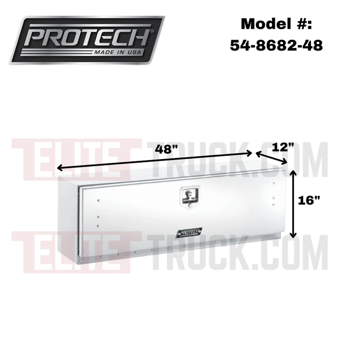 ProTech Top Mount Box -16Hx12Dx48L w/ Smooth Drop Door Bright Aluminum Model 54-8682-48