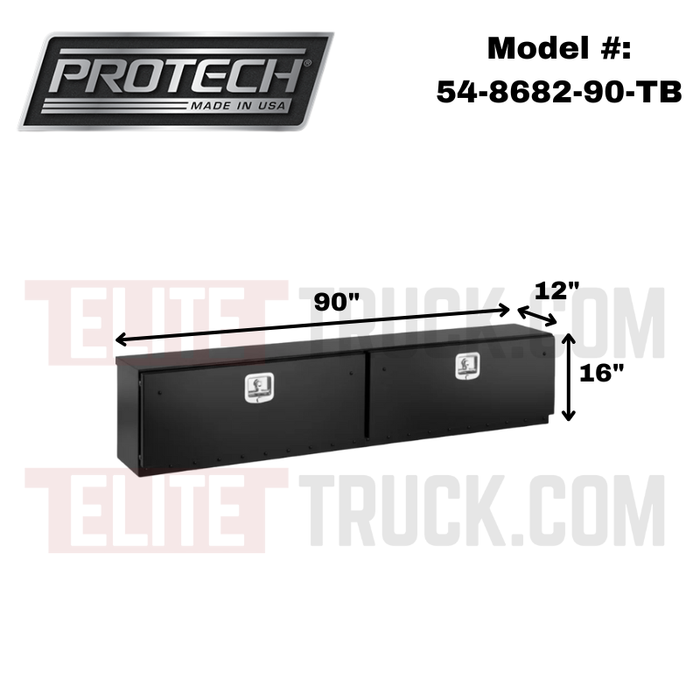 ProTech Top Mount Box -16Hx12Dx90L w/ 2 Smooth Drop Doors, Matte Black Model 54-8682-90-TB