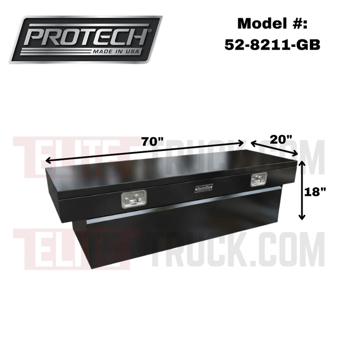 ProTech Crossover 18X20X70 Single Lid Box Gloss Black Steel Standard Profile Includes Tray Model 52-8211-GB