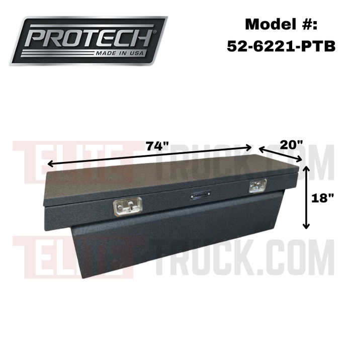 ProTech Crossover 18X20X74 Single Lid Box Textured Black Steel Standard Profile Includes Tray Model 52-6221-PTB