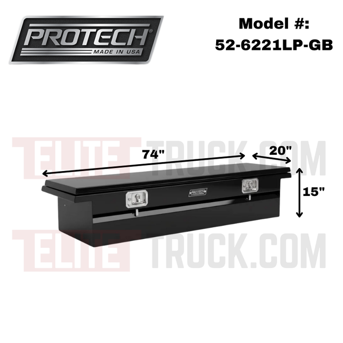ProTech Crossover 15X20X74 Single Lid Box Gloss Black Steel Low Profile Model 52-6221LP-GB