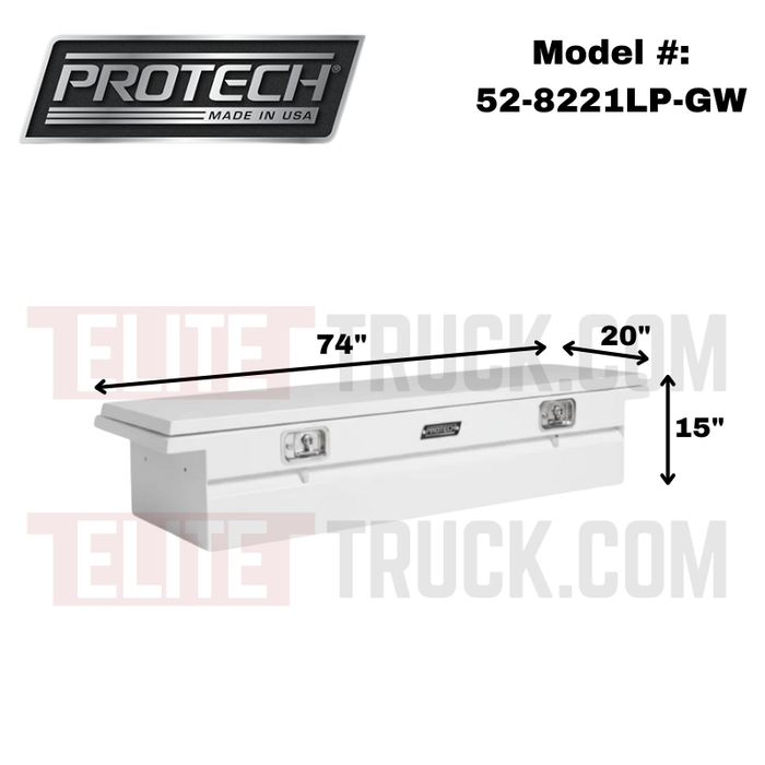ProTech Crossover 15X20X74 Single Lid Box Gloss White Steel Low Profile Includes Tray Model 52-8221LP-GW