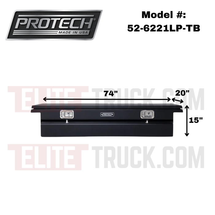 ProTech Crossover 15X20X74 Single Lid Box Textured Black Steel Low Profile Model 52-6221LP-TB