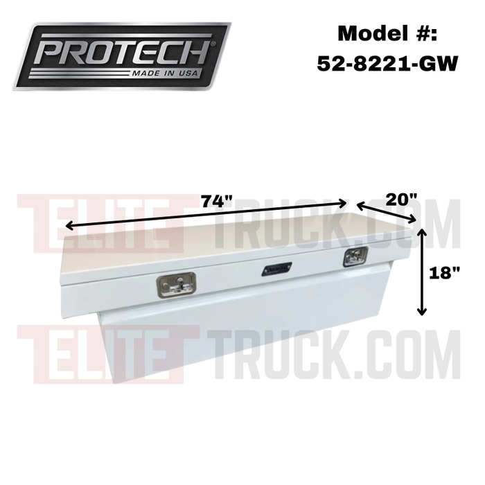 ProTech Crossover 18X20X74 Single Lid Box Gloss White Steel Standard Profile Includes Tray Model 52-8221-GW