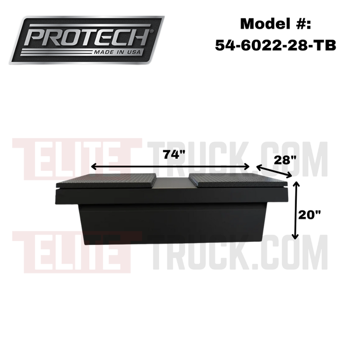 ProTech Crossover 20X28X74 Gull Wing Box Diamond Plate Lid Textured Black Standard Profile Model 54-6022-28-TB