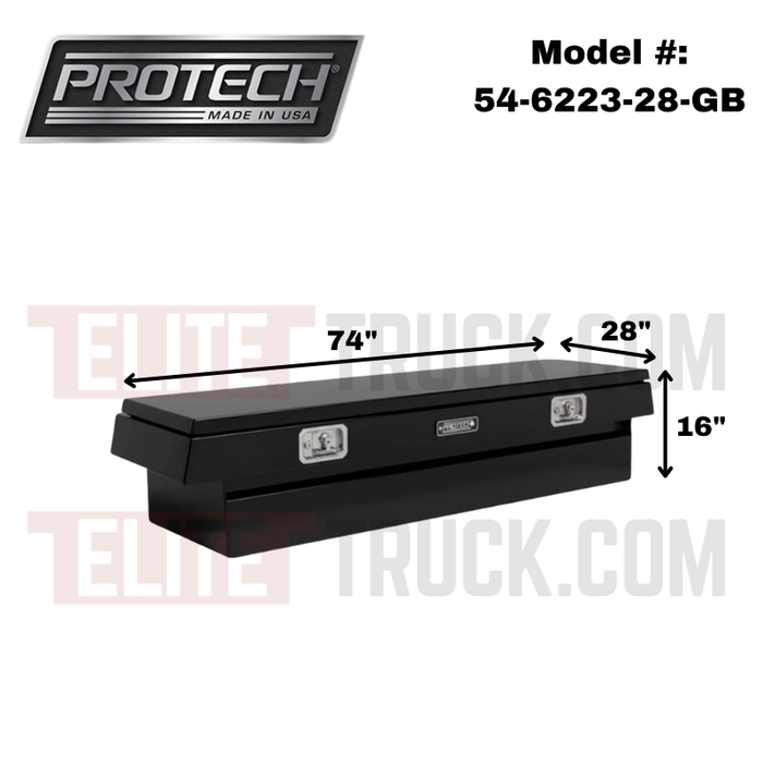 ProTech Crossover 16X28X74 Single Lid Box Smooth Lid Gloss Black Standard Profile Includes Tray Model 54-6223-28-GB