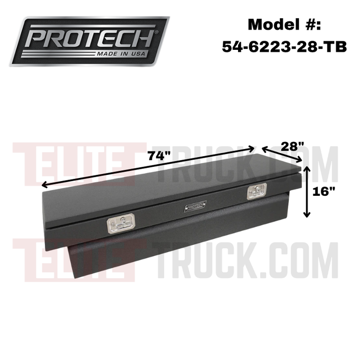 ProTech Crossover 16X28X74 Single Lid Box Smooth Lid Textured Black Standard Profile Includes Tray Model 54-6223-28-TB