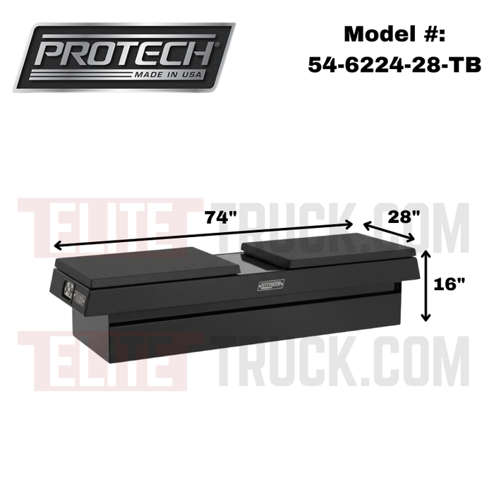 ProTech Crossover 16X28X74 Gull Wing Box Smooth Lid Textured Black Standard Profile Includes Tray Model 54-6224-28-TB