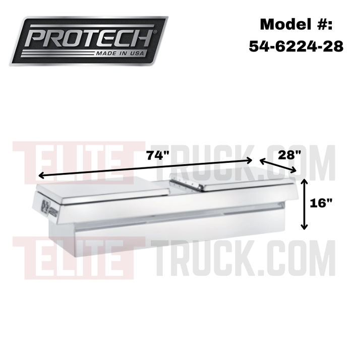 ProTech Crossover 16X28X74 Gull Wing Box Smooth Lid Bright Aluminum Standard Profile Model 54-6224-28