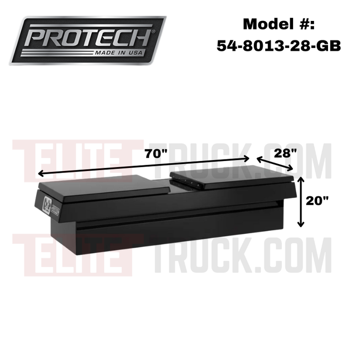 ProTech Crossover 20X28X70 Single Lid Box Smooth Lid Smooth Lid Gloss Black Standard Profile Includes Tray Model 54-8013-28-GB