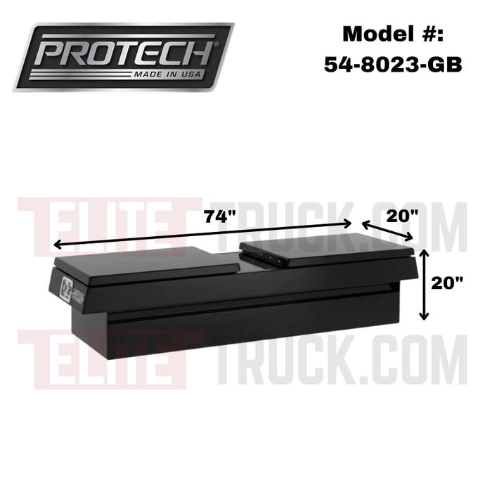 ProTech Crossover 20X20X74 Single Lid Box Smooth Lid Smooth Lid Gloss Black Standard Profile Includes Tray Model 54-8023-GB