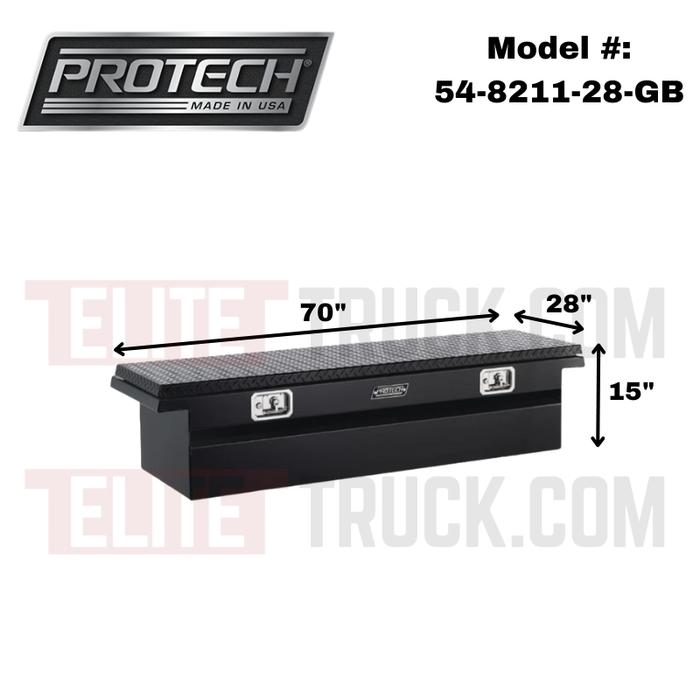 ProTech Crossover 15X28X70 Single Lid Box Diamond Plate Lid Gloss Black Standard Profile Includes Tray Model 54-8211-28-GB