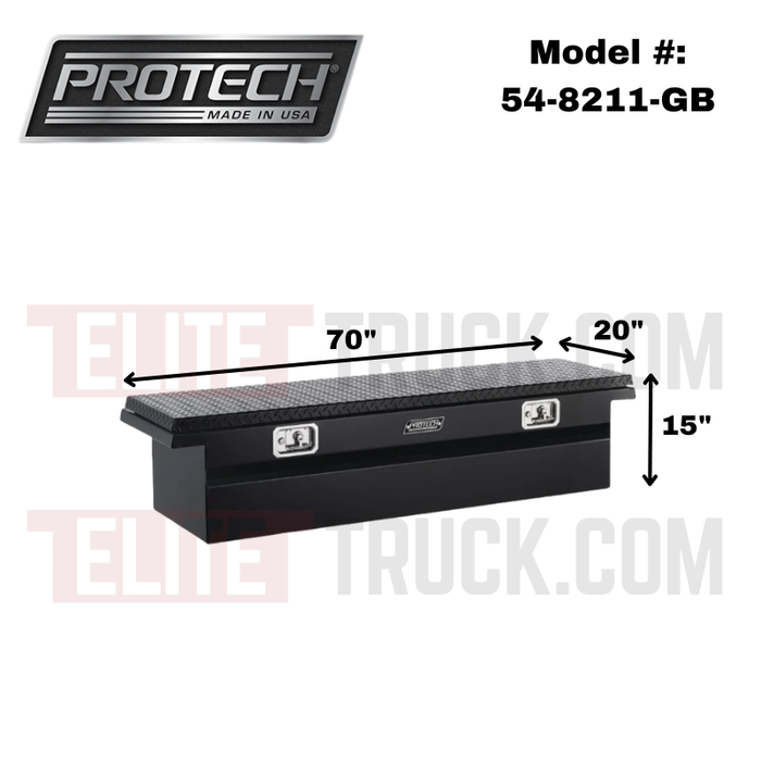 ProTech Crossover 15X20X70 Single Lid Box Diamond Plate Lid Gloss Black Standard Profile Includes Tray Model 54-8211-GB