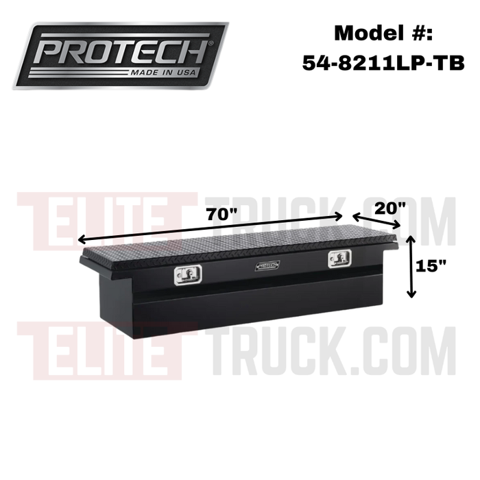 ProTech Crossover 15X20X70 Single Lid Box Diamond Plate Lid Textured Black Low Profile Includes Tray Model 54-8211LP-TB