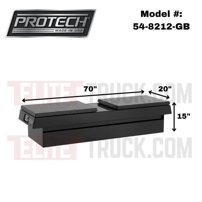 ProTech Crossover 15X20X70 Gull Wing Box Diamond Plate Lid Gloss Black Standard Profile Includes Tray Model 54-8212-GB
