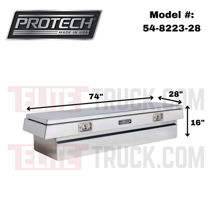 ProTech Crossover 16X28X74 Single Lid Box Smooth Lid Bright Aluminum Standard Profile Includes Tray Model 54-8223-28