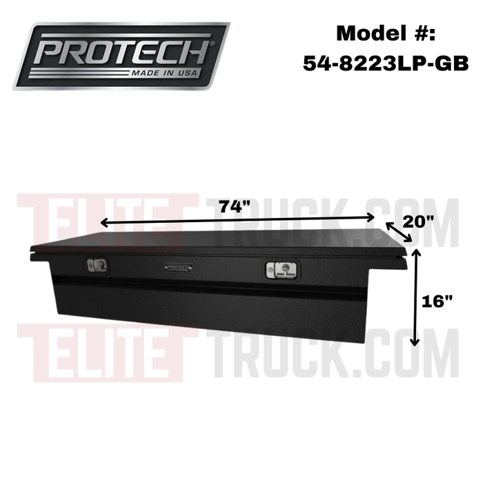 ProTech Crossover 16X20X74 Single Lid Box Smooth Lid Gloss Black Low Profile Includes Tray Model 54-8223LP-GB