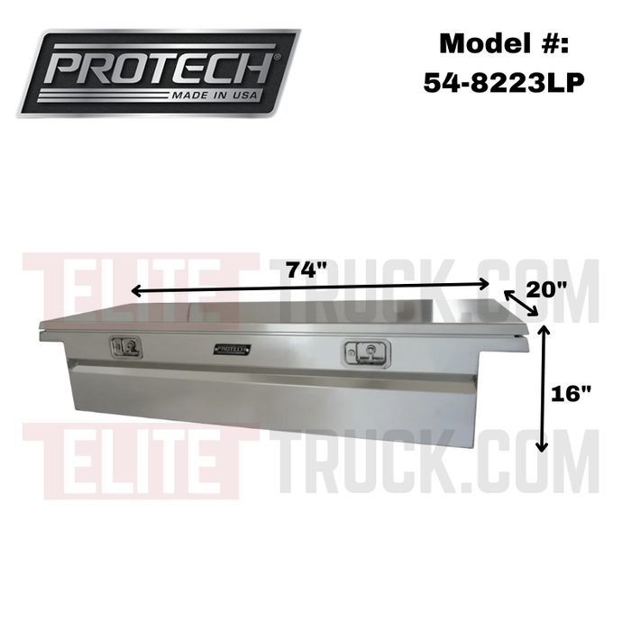 ProTech Crossover 16X20X74 Single Lid Box Smooth Lid Bright Aluminum Low Profile Includes Tray Model 54-8223LP