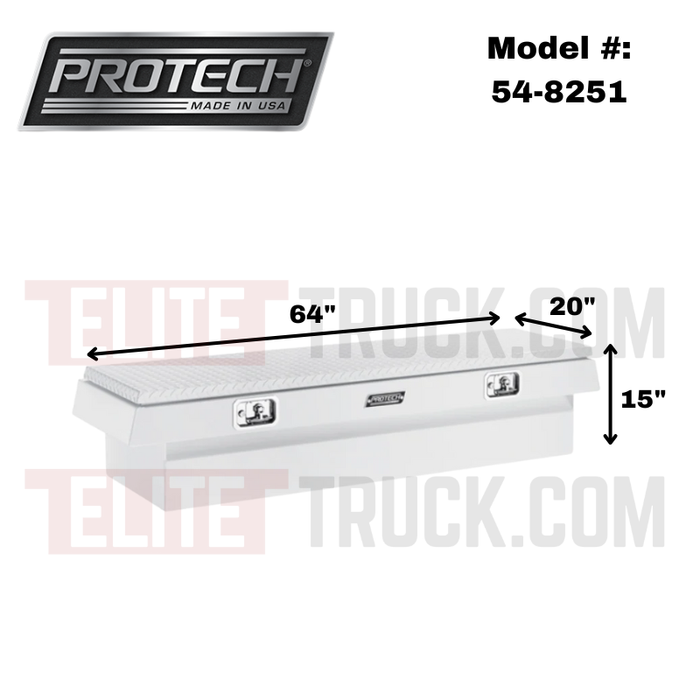 ProTech Crossover 15X20X64 Single Lid Box Diamond Plate Lid Bright Aluminum Standard Profile Includes Tray Model 54-8251