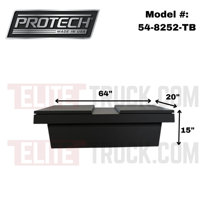 ProTech Crossover 15X20X64 Gull Wing Box Diamond Plate Lid Textured Black Standard Profile Includes Tray Model 54-8252-TB