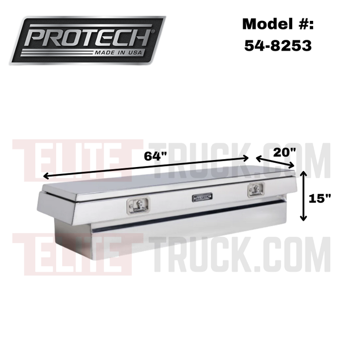 ProTech Crossover 15X20X64 Single Lid Box Smooth Lid Bright Aluminum Standard Profile Includes Tray Model 54-8253