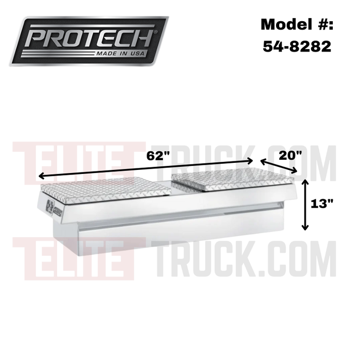 ProTech Crossover 13X20X62 Gull Wing Box Diamond Plate Lid Bright Aluminum Standard Profile Includes Tray Model 54-8282