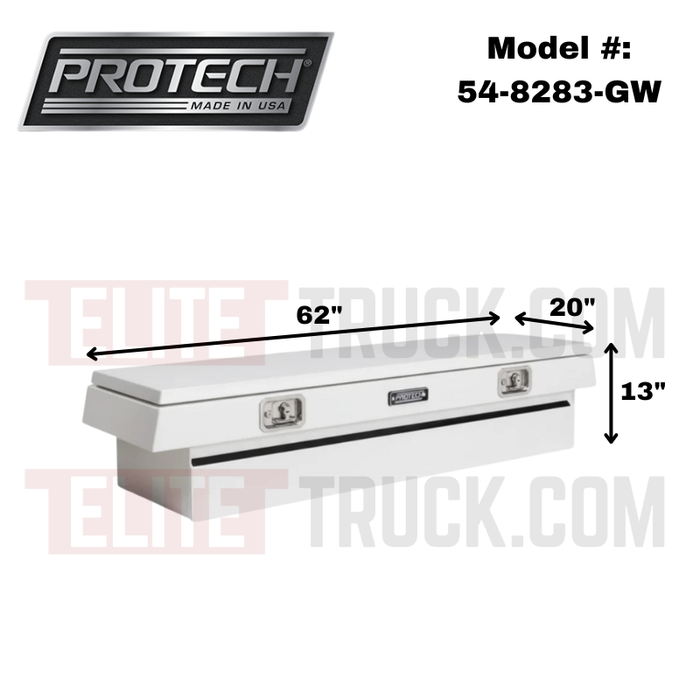 ProTech Crossover 13X20X62 Single Lid Box Smooth Lid Gloss White Standard Profile Includes Tray Model 54-8283-GW