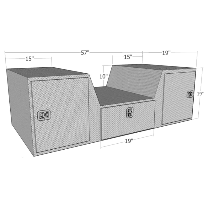 Brute 57" "V" Shape Goose Neck / Fifth Wheel Tailgate Box - Black Texture Coat Model RB257D-BT
