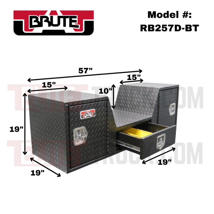 Brute 57" "V" Shape Goose Neck / Fifth Wheel Tailgate Box - Black Texture Coat Model RB257D-BT