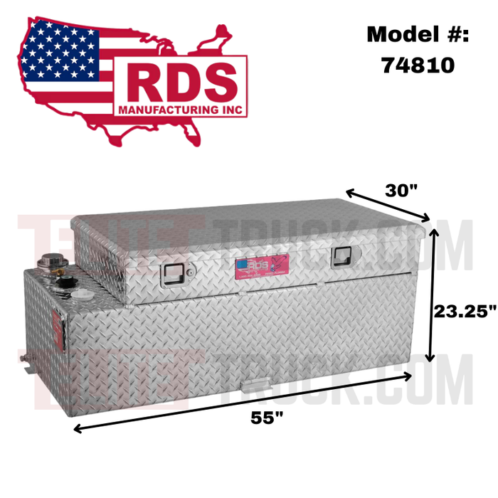 RDS 112 Gallon Transfer Tank & Toolbox Combo Bright Aluminum 55X30X23.25 Model # 74810