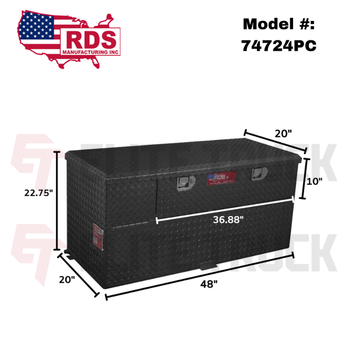 RDS 50 Gallon Transfer Tank & Toolbox Combo With 8 GPM Pump Black Aluminum 48X20X22.75 Model # 74724PC