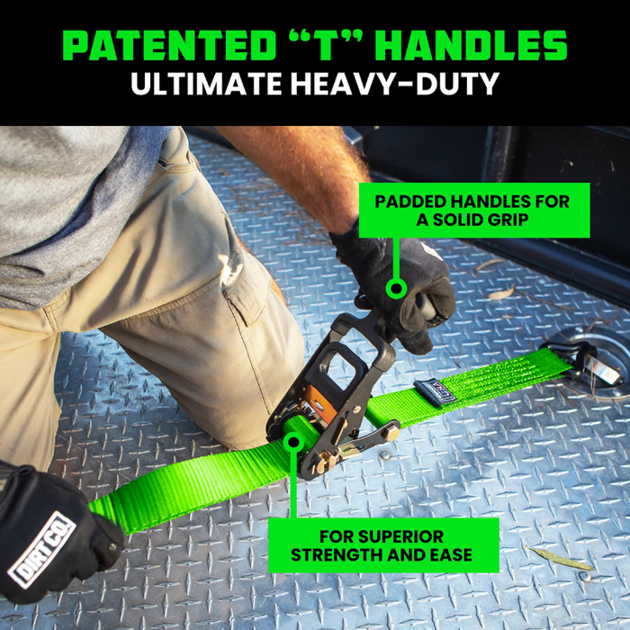 Rhino USA 2In X 8Ft Heavy Duty Vehicle Tie-Down Kit (J-Hook) Green Model 2IN-HDKIT-GRN