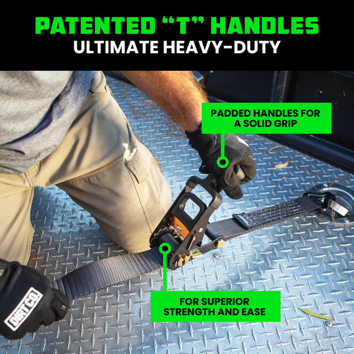 Rhino USA 2In X 8Ft Heavy Duty Vehicle Ratchet Tie-Down Kit (4-Pack) Model 2IN-HDKIT