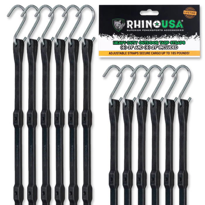 Rhino USA Heavy Duty Bungee Tarp Straps (12-Pack) Model TD-BGHD12-BLK