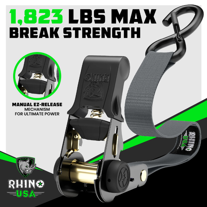 Rhino USA 1In X 15Ft Ratchet Tie-Down Set (4-Pack) Model GMG-R1-4PACK