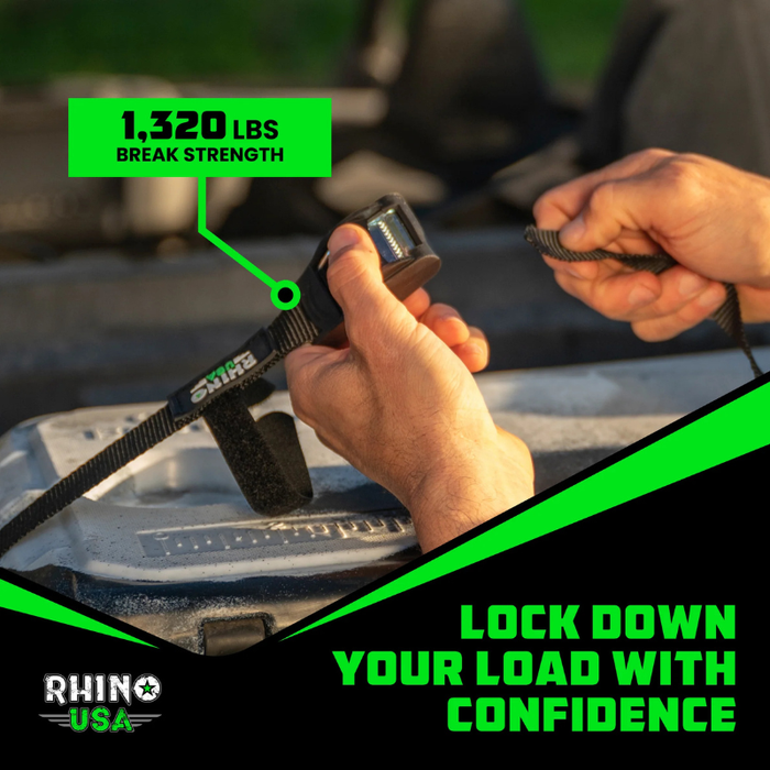 Rhino USA 1In X 12Ft Lashing Tie-Down Straps (4-Pack) Model LASHING-STRAP-4PK