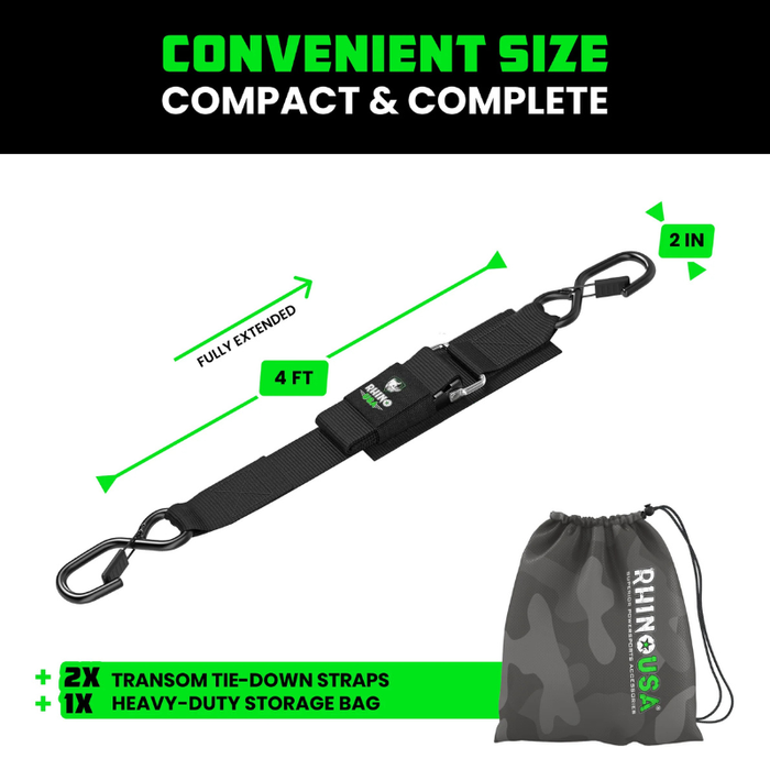 Rhino USA 2In X 4Ft Transom Tie-Down Set (2-Pack) Model RNO-TRNSM-STRPS