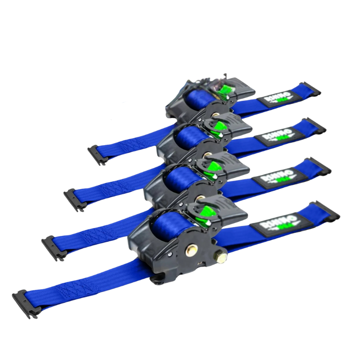 Rhino USA Retractable E-Track Ratchet Straps 2In X 10Ft (4-Pack) Blue Model TD-RSRE2X10-ETRK-4BLU